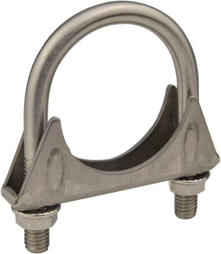 eLifecenter Heavy Duty 2.125" (2 1/8 Inch）Exhaust Tail Pipe Stainless Steel Saddle Style U-Bolt Muffer Clamps - Image 1